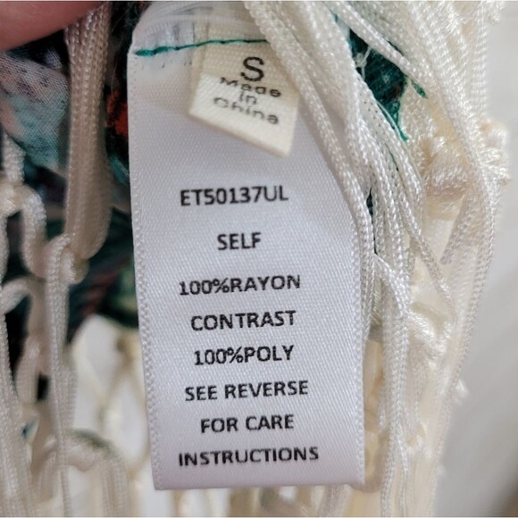 Eiffel Designs Aztec Print Tie Dye Crop Top Macrame Style Fringe Size Small - Picture 7 of 8